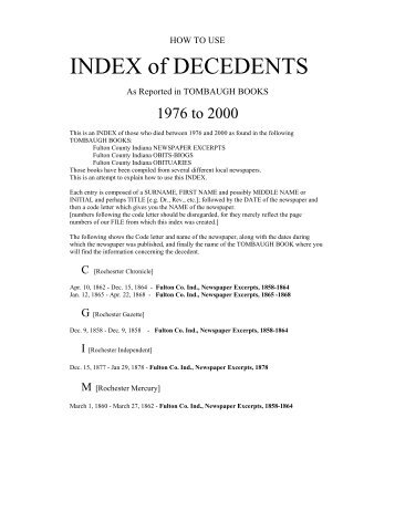 INDEX of DECEDENTS - Fulton County Public Library