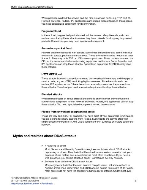 FortiDDos DDoS Attack Mitigation Guide - Fortinet