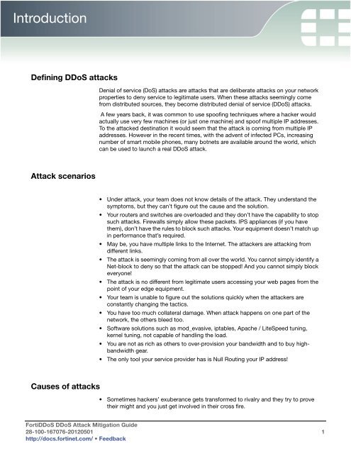 FortiDDos DDoS Attack Mitigation Guide - Fortinet