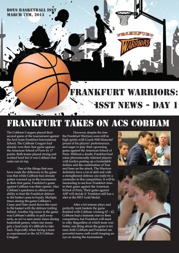 ISST News - Day 1 Frankfurt Takes on ACS Cobham
