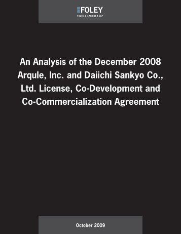 Arqule, Inc. and Daiichi Sankyo Co., Ltd. License, Co-Development ...