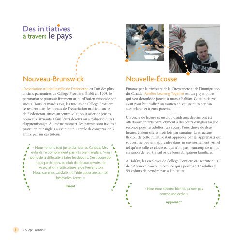 Rapport annuel 2010 - Frontier College