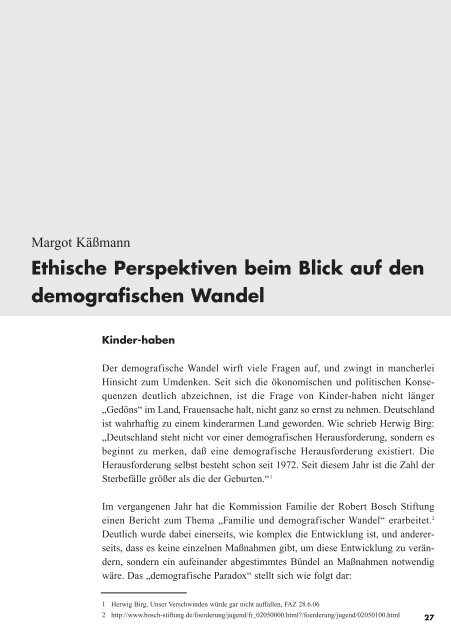 Demografischer Wandel und Frauen - Denkanstöße - frauennrw.de