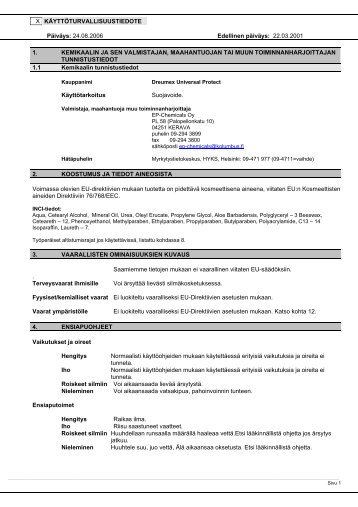 x käyttöturvallisuustiedote 1. kemikaalin ja sen valmistajan ... - Fixus
