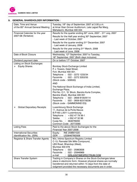 Annual Report 2006-2007 - Gammon India