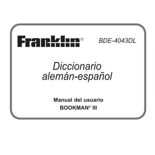 tablero Acelerar Fontanero Diccionario alemán-español - Franklin Electronic Publishers, Inc.