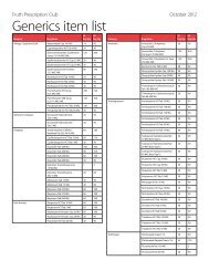 Generics item list - Fruth Pharmacy