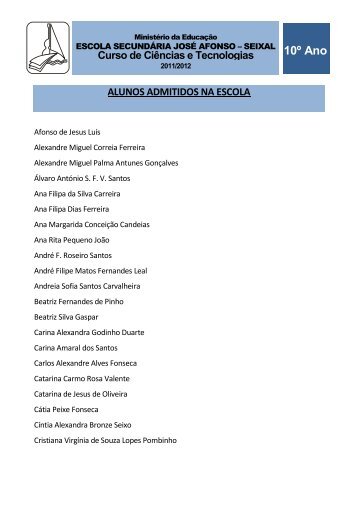 Curso de Ciências e Tecnologias - Escola Secundária Dr. José Afonso