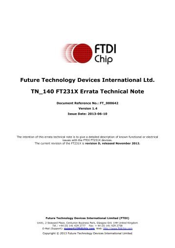 TN_140 FT231X Errata Technical Note - FTDI