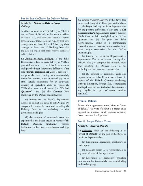 Contracting for Forest Carbon : Elements of a Model ... - Forest Trends