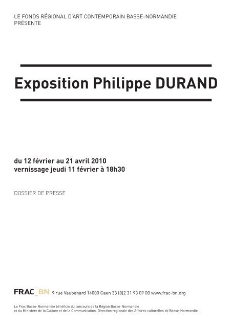 Exposition Philippe DURAND - FRAC Basse-Normandie