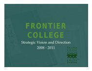 Strategic Plan 2008 - Frontier College