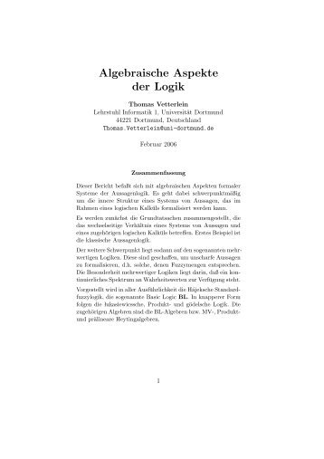 Algebraische Aspekte der Logik