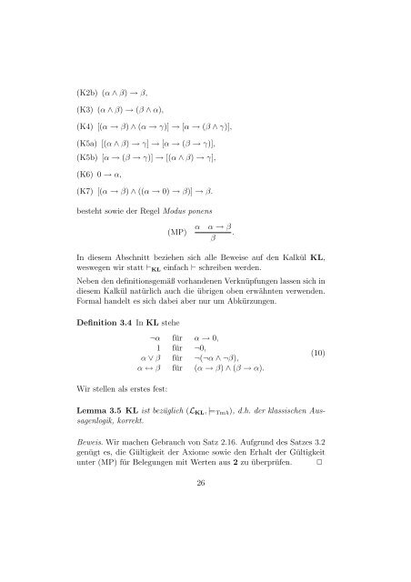 Algebraische Aspekte der Logik