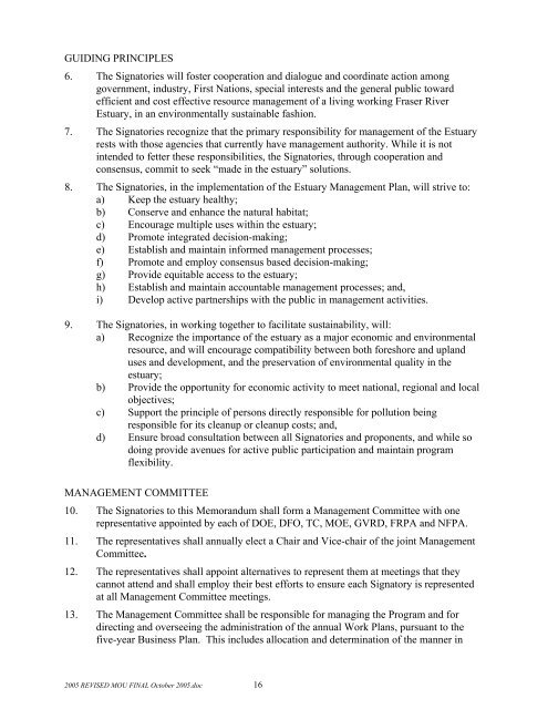 memorandum of understanding respecting the coordinated ...