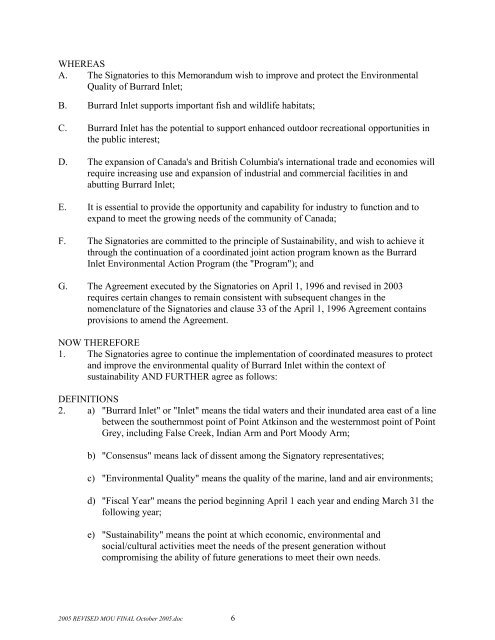 memorandum of understanding respecting the coordinated ...