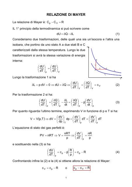 RELAZIONE DI MAYER - Fisica