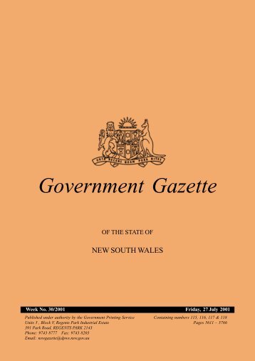 Gov Gaz Week 6 colour.indd - Government Gazette - NSW ...