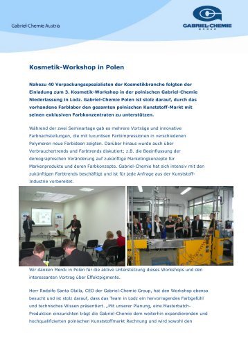 Kosmetik-Workshop in Polen - Gabriel Chemie