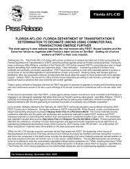 Release: FDOT Union Busting - Florida AFL-CIO