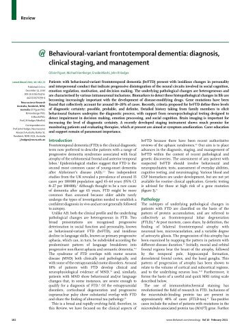 Behavioural-variant frontotemporal dementia: diagnosis, clinical ...