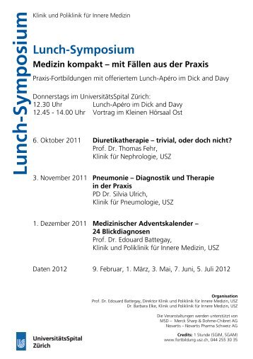 Lunch-Symposium - Fortbildung - UniversitätsSpital Zürich