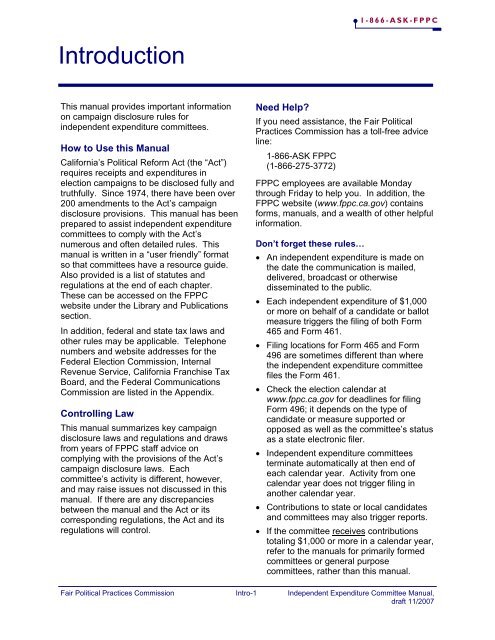 Independent Expenditures - Fair Political Practices Commission ...