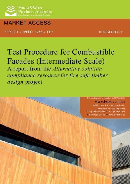 Test Procedure for Combustible Facades (Intermediate Scale)-Issue ...