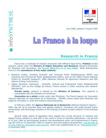 Recherche (research in France)