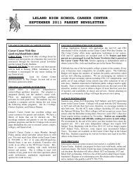 leland high school career center september 2011 parent newsletter f