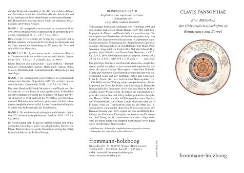 Faltblatt Clavis Pansophiae - Frommann-Holzboog