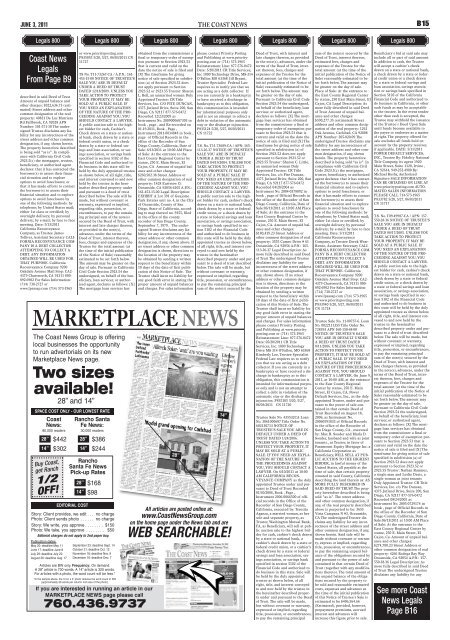 The Coast News, June 3, 2011