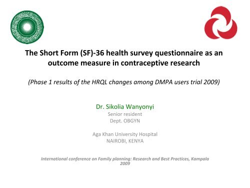The Short Form (SF)-36 health survey questionnaire as an outcome ...