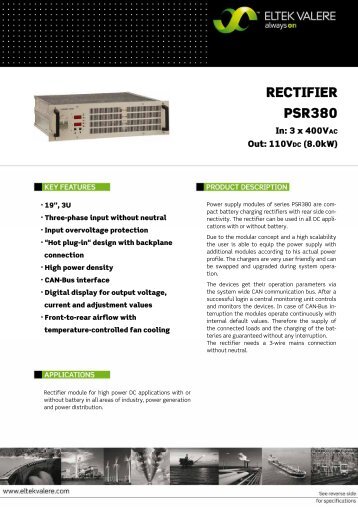 RECTIFIER PSR380 - FIRSTPOWER