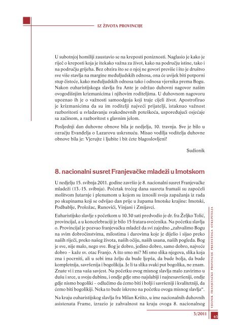 br. 3/2011. - Franjevačka provincija Presvetog Otkupitelja