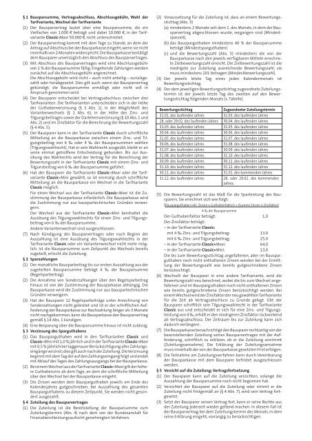 I. Allgemeine Bedingungen für Bausparverträge Tarif „Classic“ - LBS