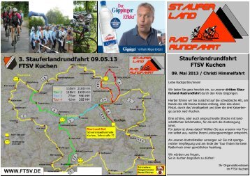 Flyer Stauferlandrundfahrt 2013 - FTSV Kuchen