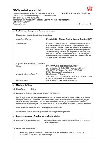 EG-Sicherheitsdatenblatt - Flame Guard