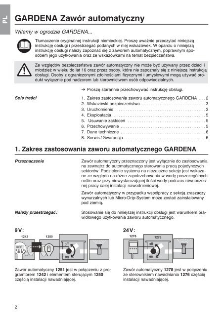 OM, Gardena, Zawór automatyczny, Art 01251, 01278, 2012-9