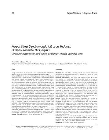 Karpal Tünel Sendromunda Ultrason Tedavisi ... - FTR Dergisi