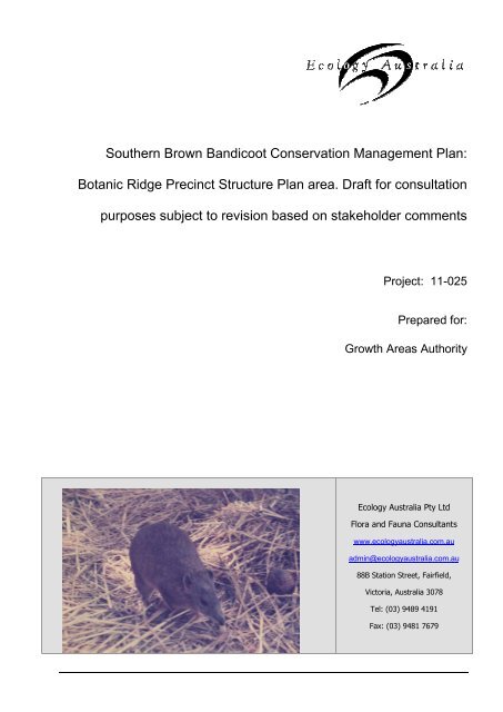 Southern Brown Bandicoot Conservation Management Plan ...