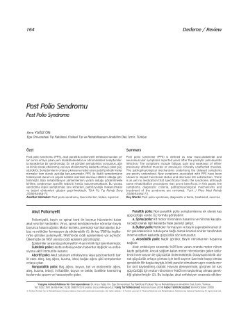 Post Polio Sendromu - FTR Dergisi