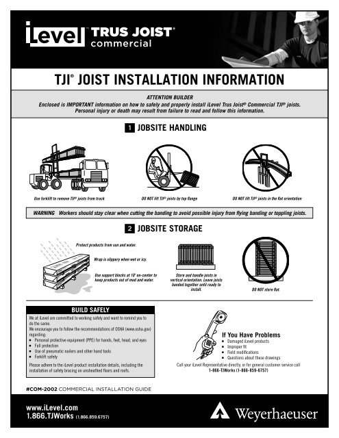 Ilevel Trus Joist Commercial Tji Joist Installation Guide