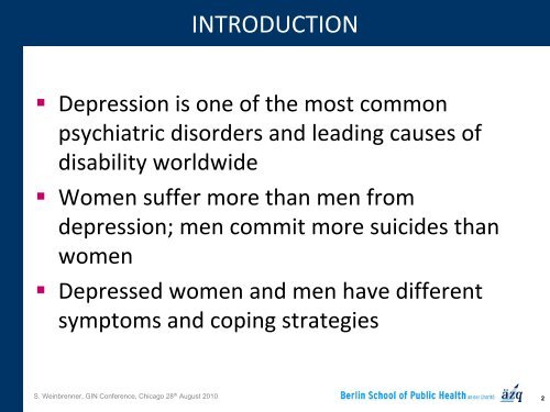 Gender analysis of clinical practice guidelines for depression