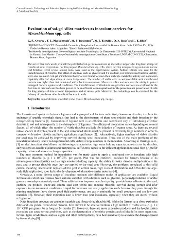 Evaluation of sol-gel silica matrices as inoculant carriers for ...