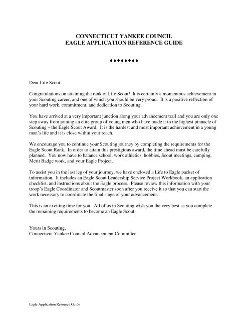 connecticut yankee council eagle application reference guide
