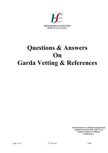 Questions & Answers On Garda Vetting & References