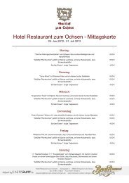 Hotel Restaurant zum Ochsen - Mittagskarte - GastRaum