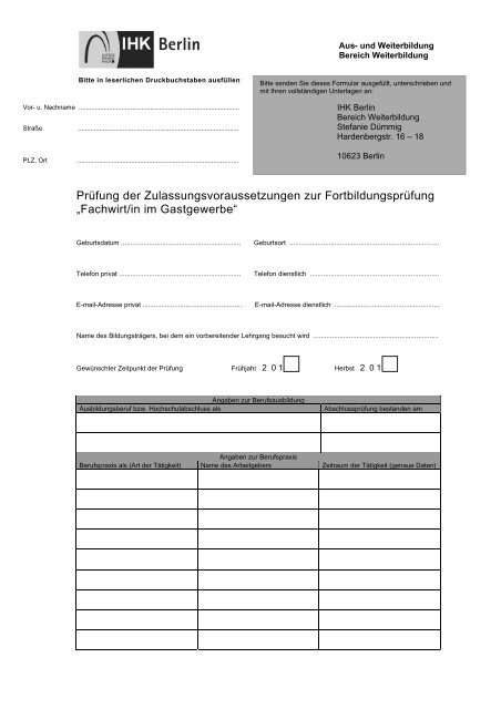 Fachwirt/in im Gastgewerbe - FORUM Berufsbildung