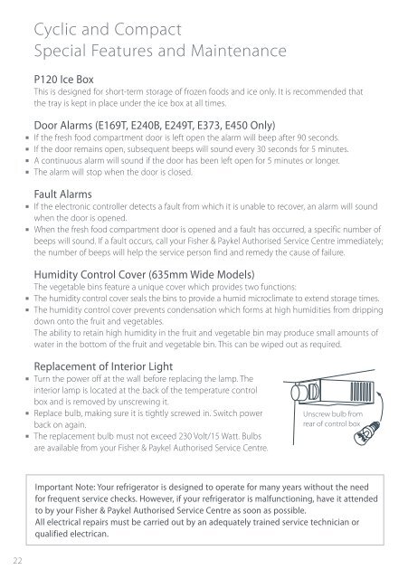 Refrigerators & Freezers User Guide Asia 2006 - Fisher & Paykel